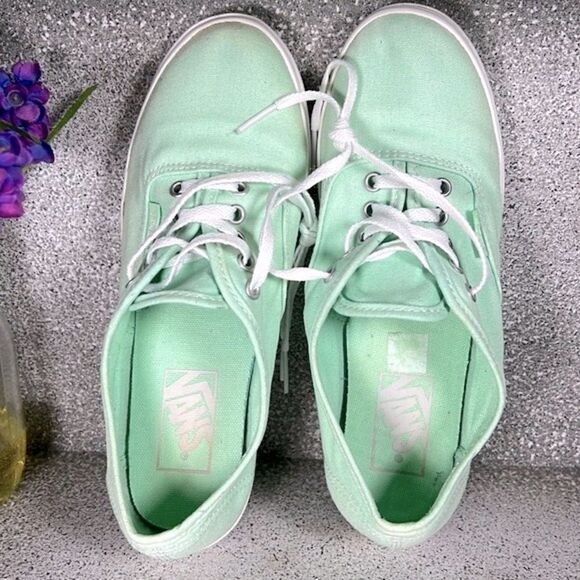 Vans Low Top Turquoise Sneakers Shoes Size 6.5 - Picture 4 of 8
